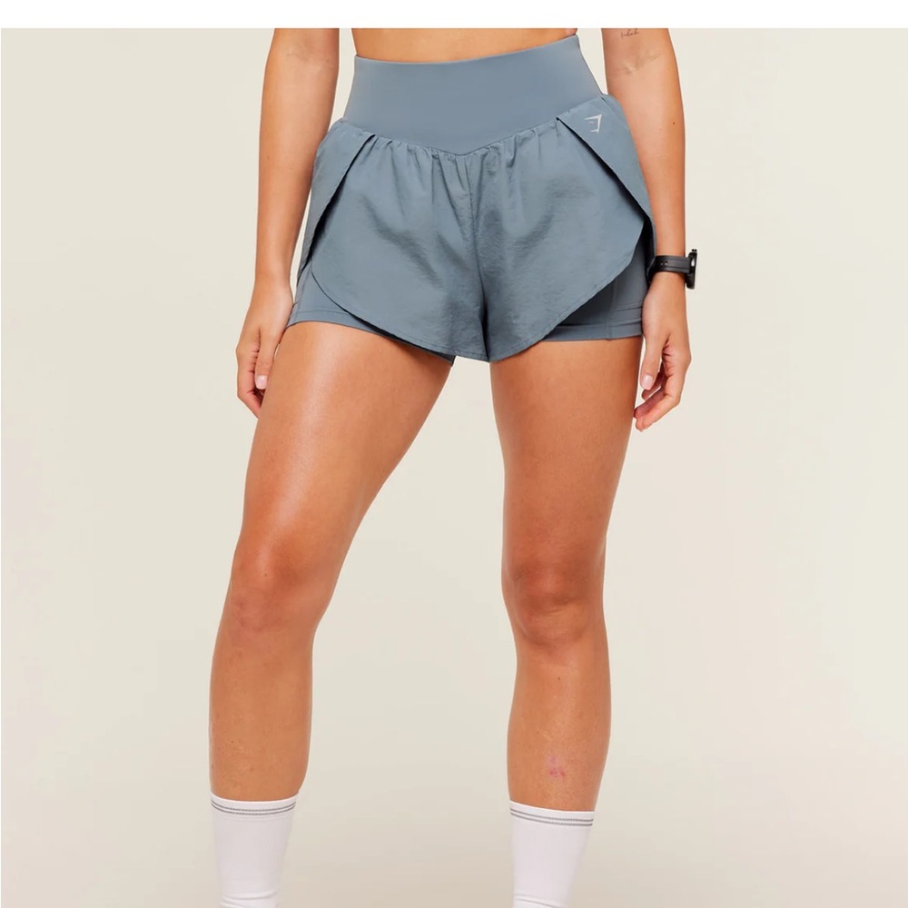 Gymshark 2-in-1 Running Shorts Titanium Blue size M